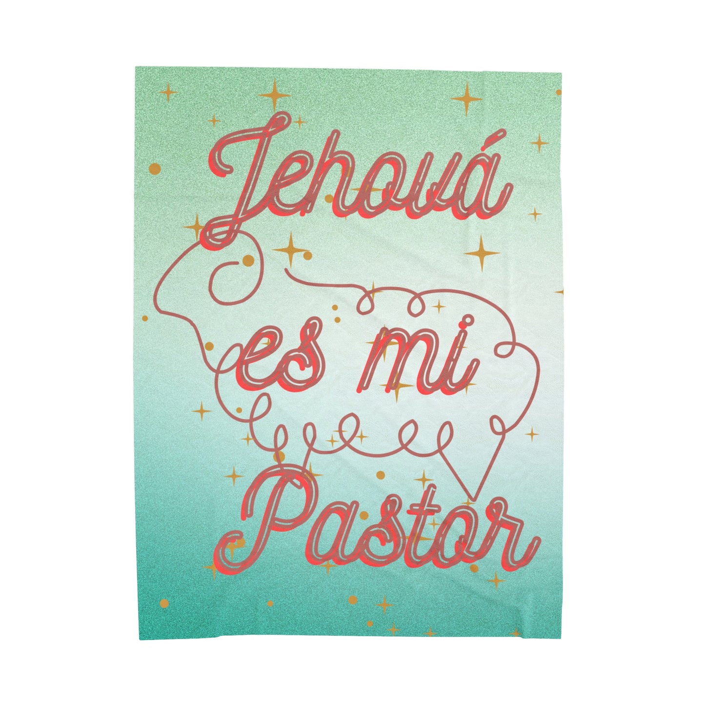 Velveteen Plush Blanket-- Jehova Es Mi Pastor (Aqua)