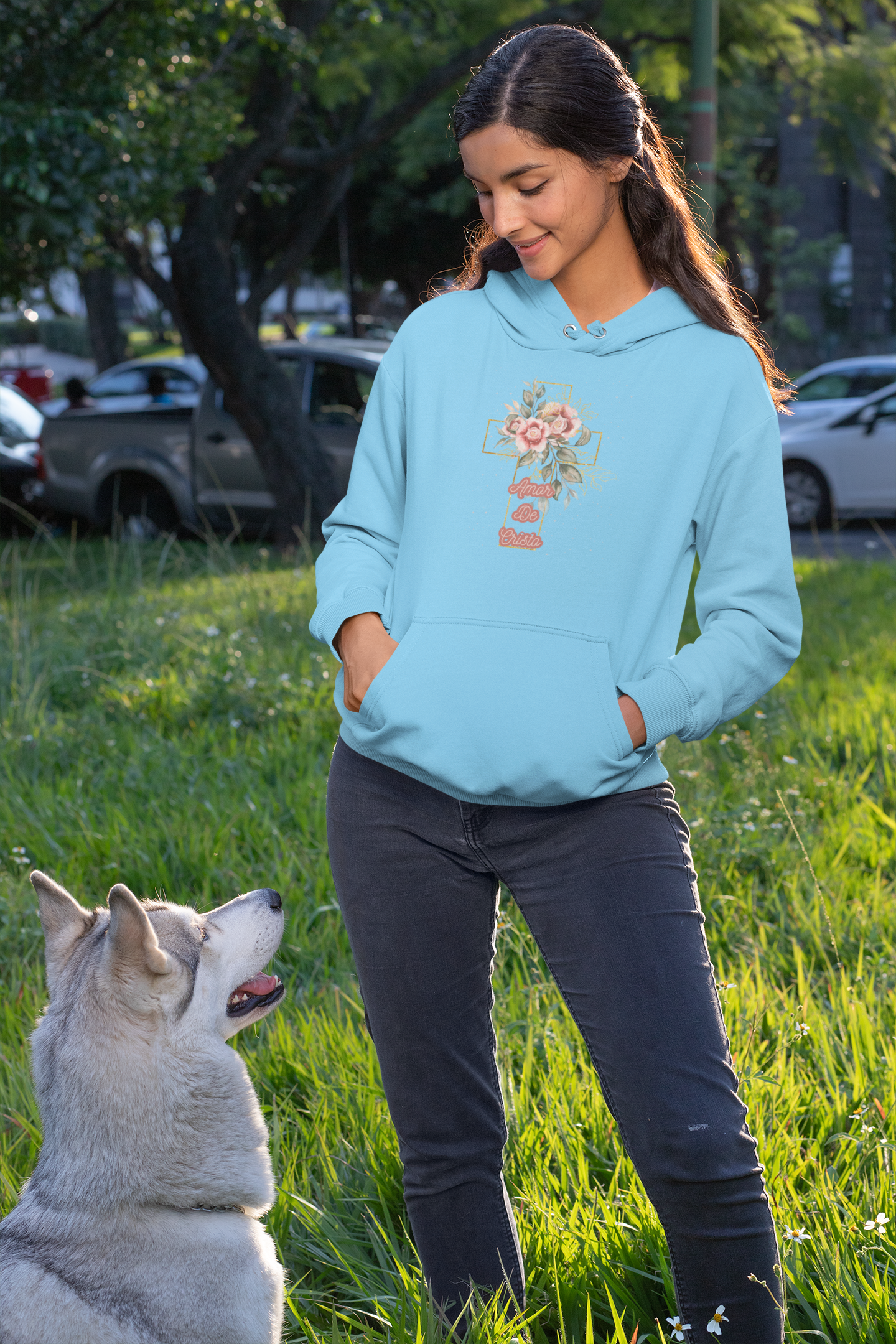 Women College Hoodie-- Amor De Cristo