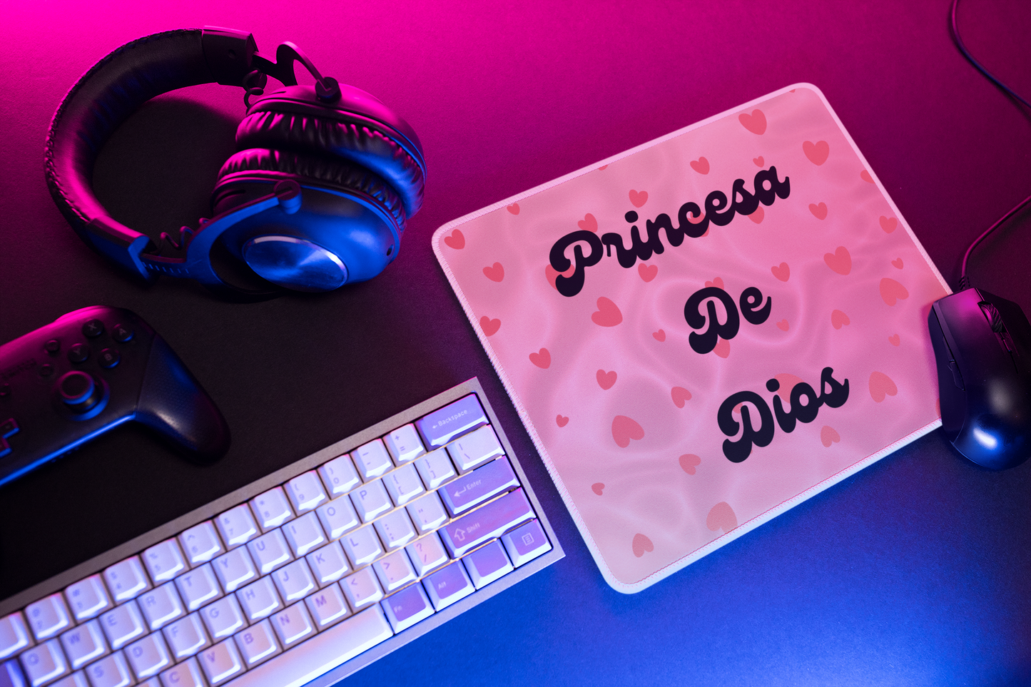 Mouse Pad (Rectangle) Princesa De Dios (Rosa, Corazon)