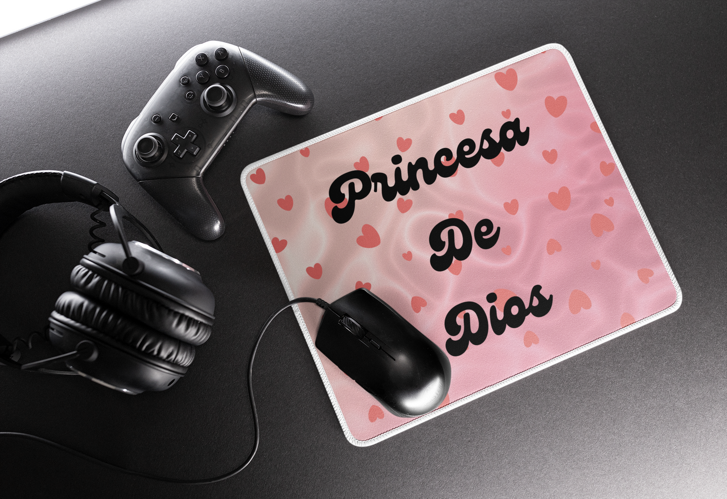 Mouse Pad (Rectangle) Princesa De Dios (Rosa, Corazon)