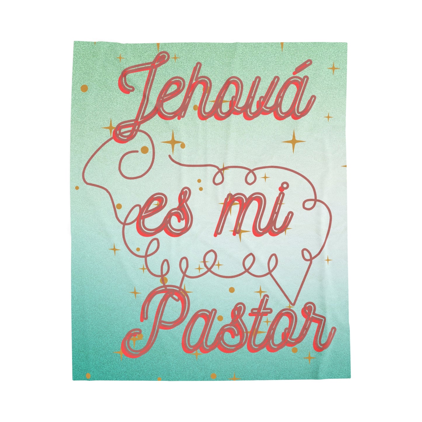 Velveteen Plush Blanket-- Jehova Es Mi Pastor (Aqua)