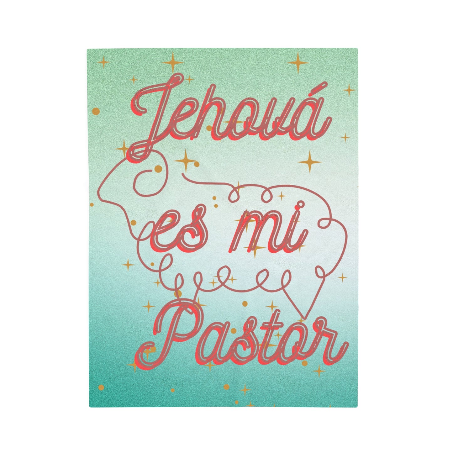 Velveteen Plush Blanket-- Jehova Es Mi Pastor (Aqua)