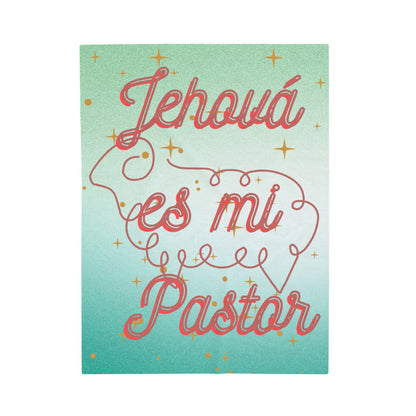 Velveteen Plush Blanket-- Jehova Es Mi Pastor (Aqua)