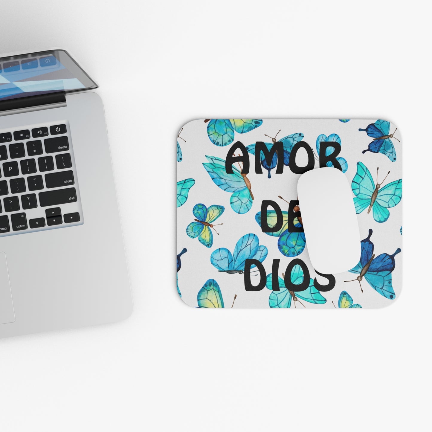 Mouse Pad (Rectangle)-- Amor De Dios Mariposa (Azul)